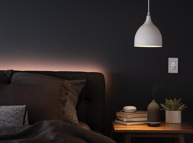 Bedroom with Smart Switch controlling smart pendant light and smart diffuser