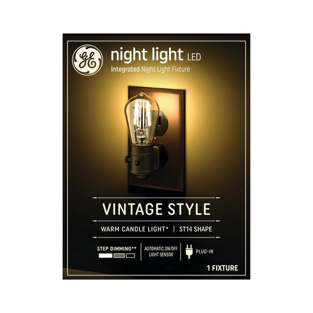 GE Night Light Vintage LED Warm Candlelight Decorative S14 Plug-in Fixture (1-Pack)